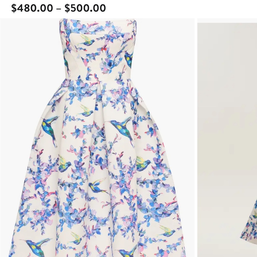 Nordstrom Blue and Pink Strapless A-Line Dress